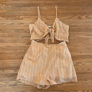 Garage Linen Cut-out Romper in Muted Orange Colour Women’s Size M